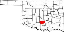 Karte von Garvin County innerhalb von Oklahoma