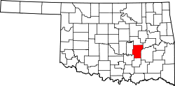 Karte von Hughes County innerhalb von Oklahoma