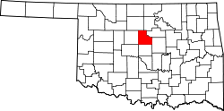 Karte von Logan County innerhalb von Oklahoma