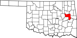 Karte von Muskogee County innerhalb von Oklahoma