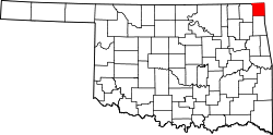 Karte von Ottawa County innerhalb von Oklahoma