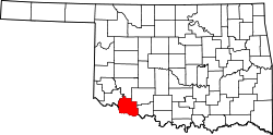 Karte von Tillman County innerhalb von Oklahoma