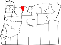 Karte von Hood River County innerhalb von Oregon