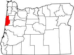 Karte von Lincoln County innerhalb von Oregon