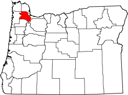 Karte von Washington County innerhalb von Oregon
