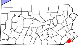 Karte von Delaware County innerhalb von Pennsylvania