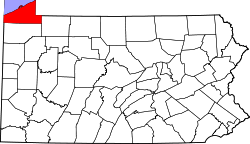 Karte von Erie County innerhalb von Pennsylvania