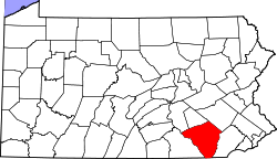 Karte von Lancaster County innerhalb von Pennsylvania