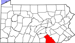 Karte von York County innerhalb von Pennsylvania