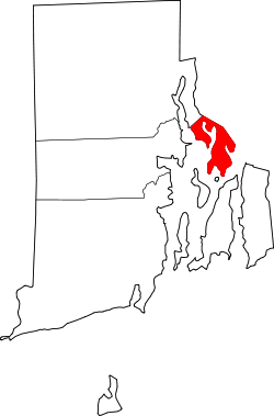 Karte von Bristol County innerhalb von Rhode Island