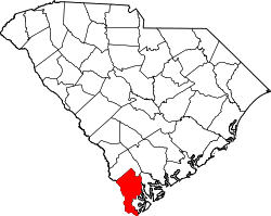 Karte von Jasper County innerhalb von South Carolina