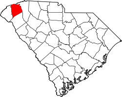 Karte von Pickens County innerhalb von South Carolina