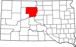 Karte von Dewey County innerhalb von South Dakota