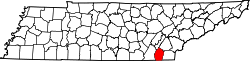 Karte von Bradley County innerhalb von Tennessee
