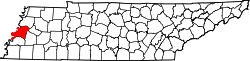 Karte von Lauderdale County innerhalb von Tennessee