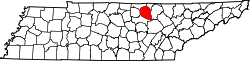 Karte von Overton County innerhalb von Tennessee