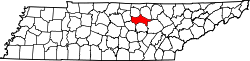 Karte von Putnam County innerhalb von Tennessee