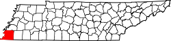 Karte von Shelby County innerhalb von Tennessee