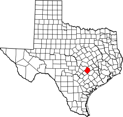 Karte von Bastrop County innerhalb von Texas
