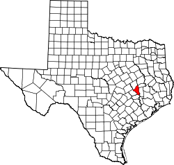 Karte von Brazos County innerhalb von Texas