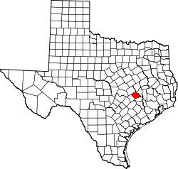 Karte von Burleson County innerhalb von Texas