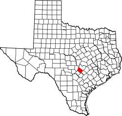 Karte von Hays County innerhalb von Texas