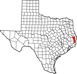 Karte von Jasper County innerhalb von Texas