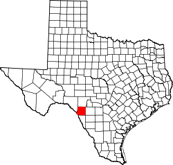 Karte von Kinney County innerhalb von Texas