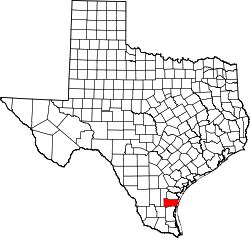 Karte von Kleberg County innerhalb von Texas
