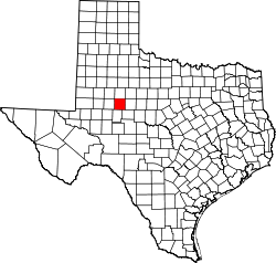 Karte von Mitchell County innerhalb von Texas