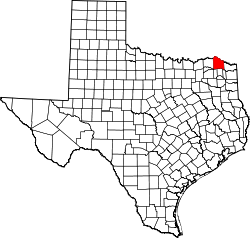 Karte von Red River County innerhalb von Texas