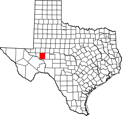 Karte von Upton County innerhalb von Texas