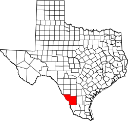 Karte von Webb County innerhalb von Texas