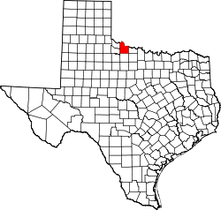 Karte von Wilbarger County innerhalb von Texas
