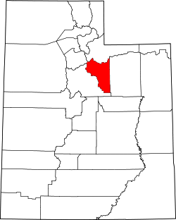 Karte von Wasatch County innerhalb von Utah