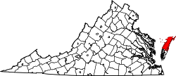 Karte von Accomack County innerhalb von Virginia