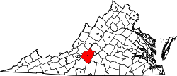 Karte von Bedford County innerhalb von Virginia