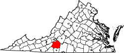 Karte von Franklin County innerhalb von Virginia
