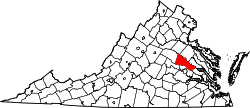 Karte von Hanover County innerhalb von Virginia
