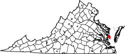 Karte von Mathews County innerhalb von Virginia