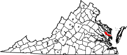 Karte von Middlesex County innerhalb von Virginia
