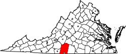 Karte von Pittsylvania County innerhalb von Virginia