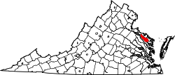 Karte von Richmond County innerhalb von Virginia