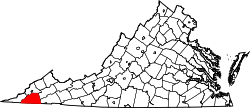 Karte von Scott County innerhalb von Virginia