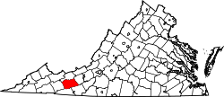 Karte von Wythe County innerhalb von Virginia