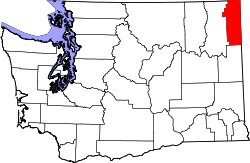 Karte von Pend Oreille County innerhalb von Washington