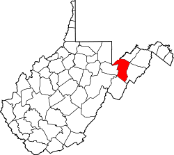 Karte von Grant County innerhalb von West Virginia
