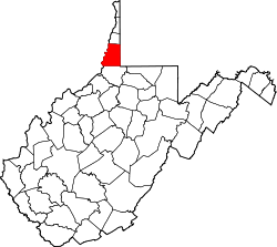 Karte von Marshall County innerhalb von West Virginia