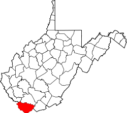 Karte von McDowell County innerhalb von West Virginia