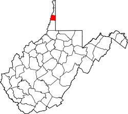Karte von Ohio County innerhalb von West Virginia